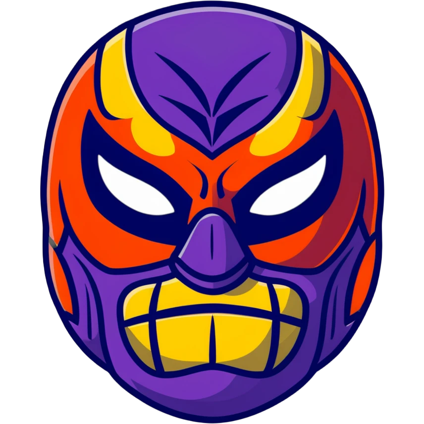 colorful sinister luchador mask with scary features emoji