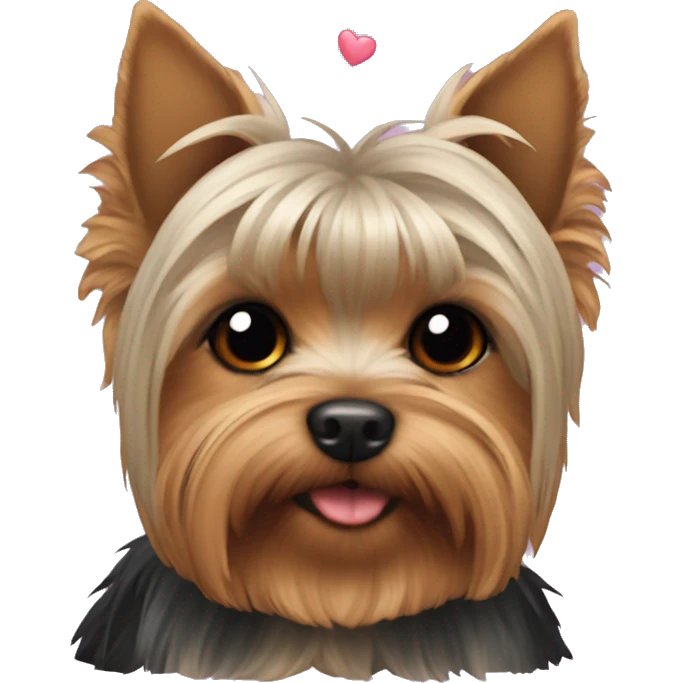 Yorkie with hearts and bats emoji