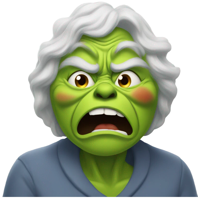 Grinch fighting a grandma emoji
