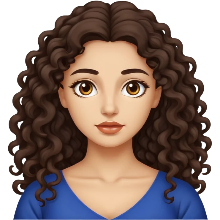 attractive Greek woman with long curly dark brown hair and light skin emoji