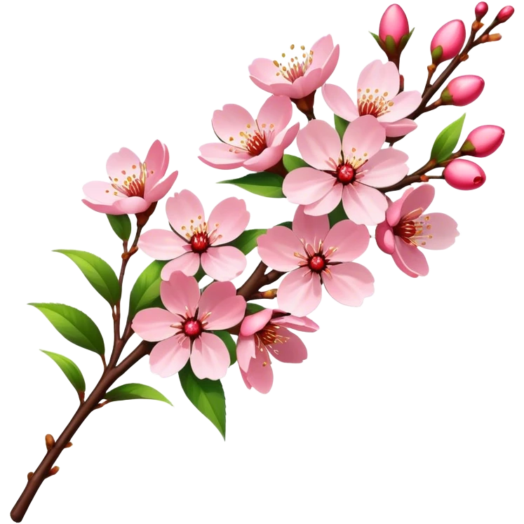 big bouquet Cherry Blossom, luxuriant, stem, leaf emoji