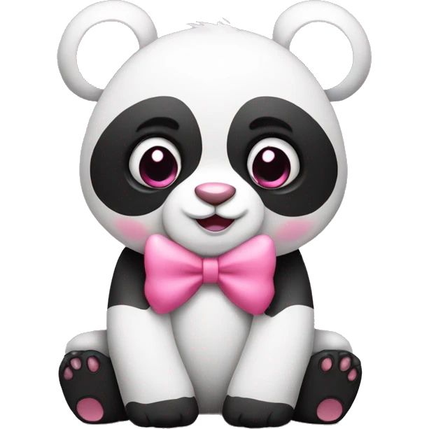 panda with a pink bow with pink heart eyes emoji