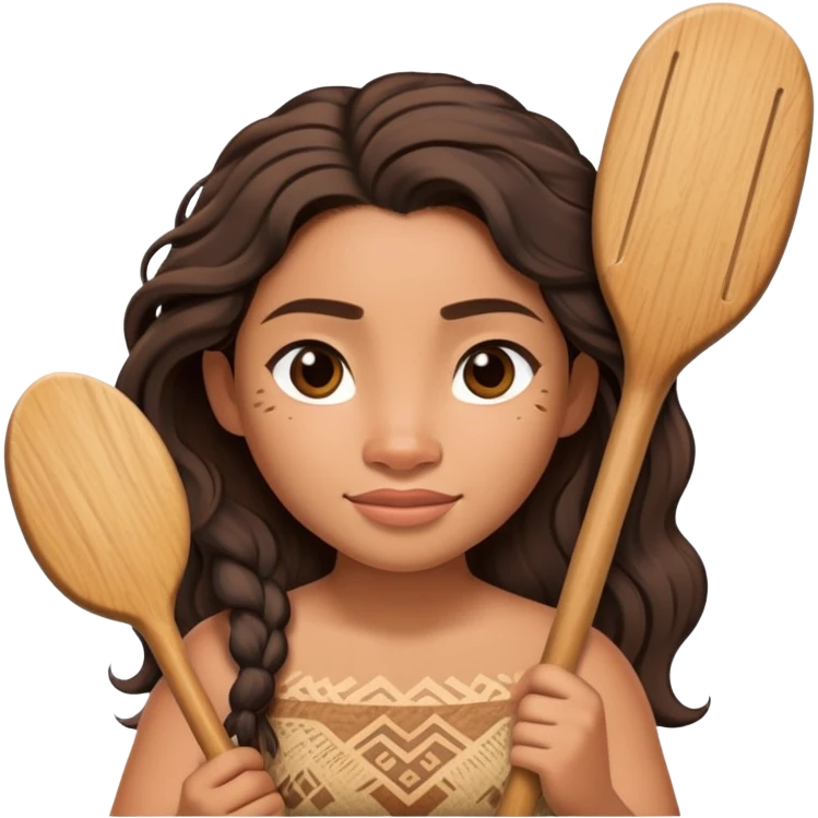 Moana standing holding a paddle emoji