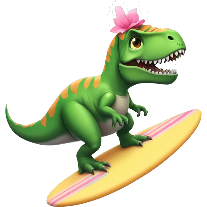 T-Rex on a surfboard wearing a tutu  emoji