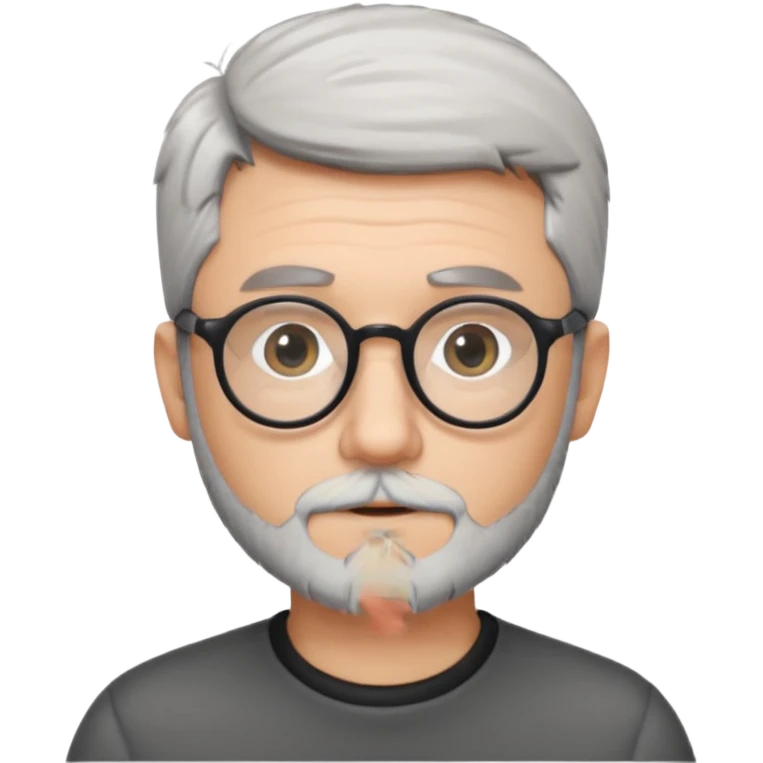 homme blanc cheveux gris court lunettes rondes noir et petite barbe  emoji