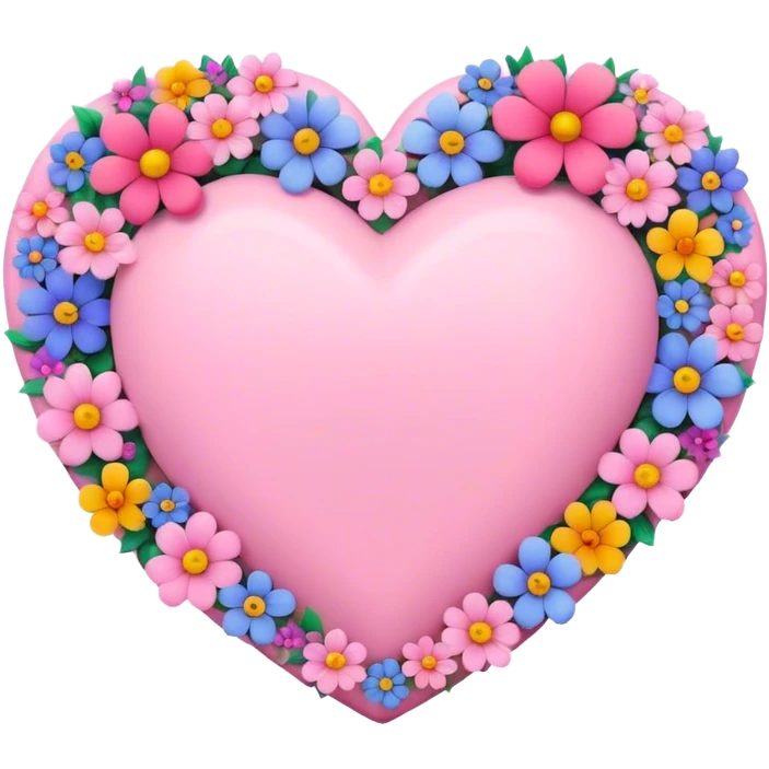 Pastel pink heart with blooming flowers around it  emoji
