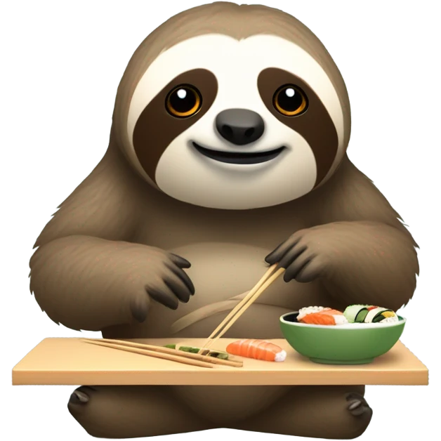 Sloth eating at a sushi bar emoji