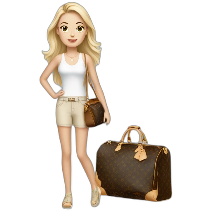 Travel white girl with louis vuitton bag emoji