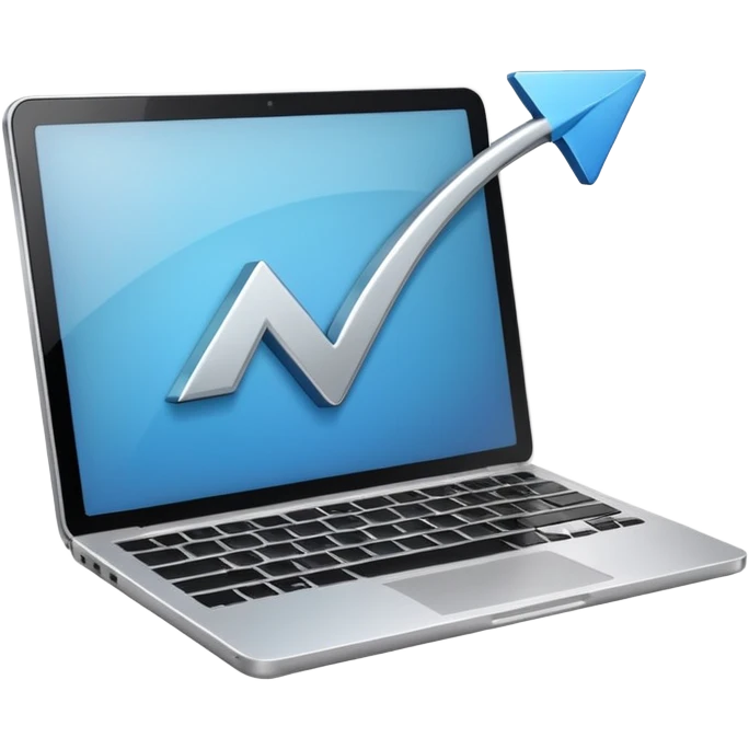laptop with an upward arrow above it emoji