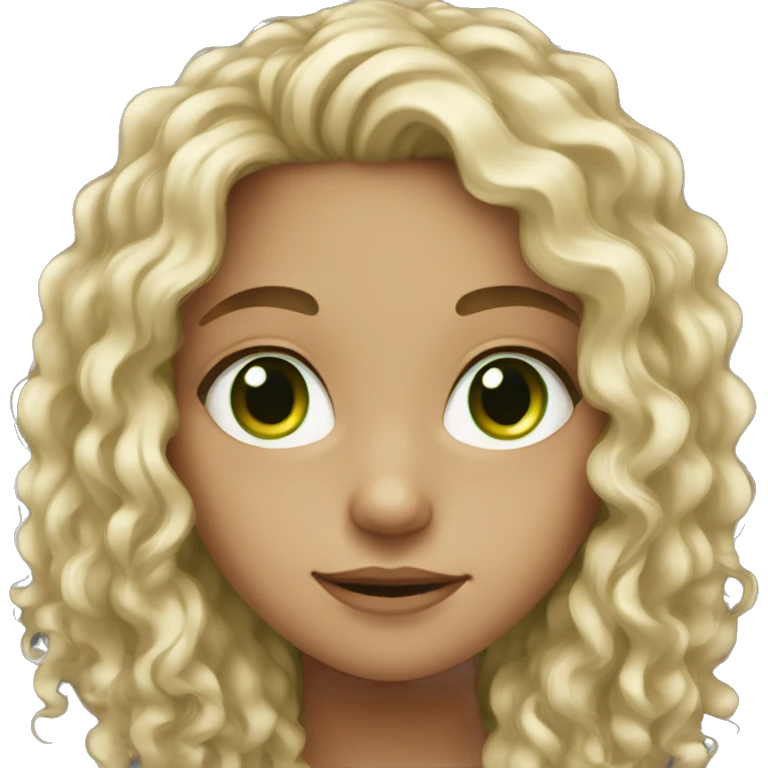 girl long curly hair green eyes emoji