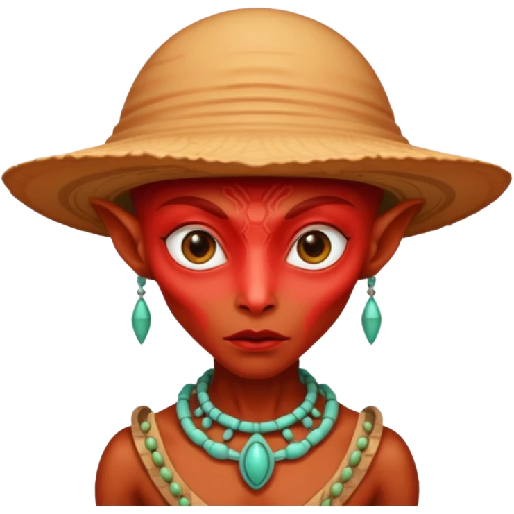 alien living in desert, dressed like a desert alien, redcolorful, accessories, just face  emoji