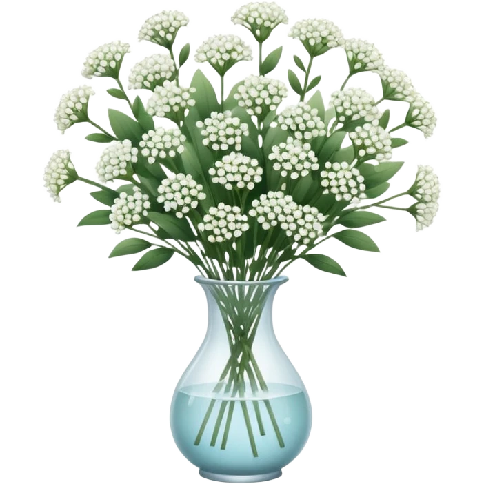 Baby’s breath bouquet in clear vase  emoji