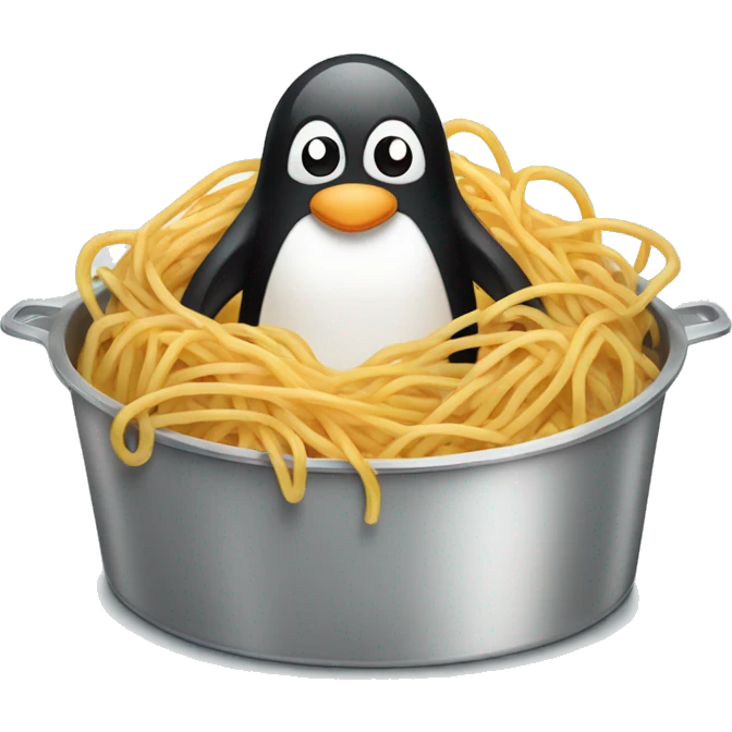 penguin in a tub of spaghetti emoji