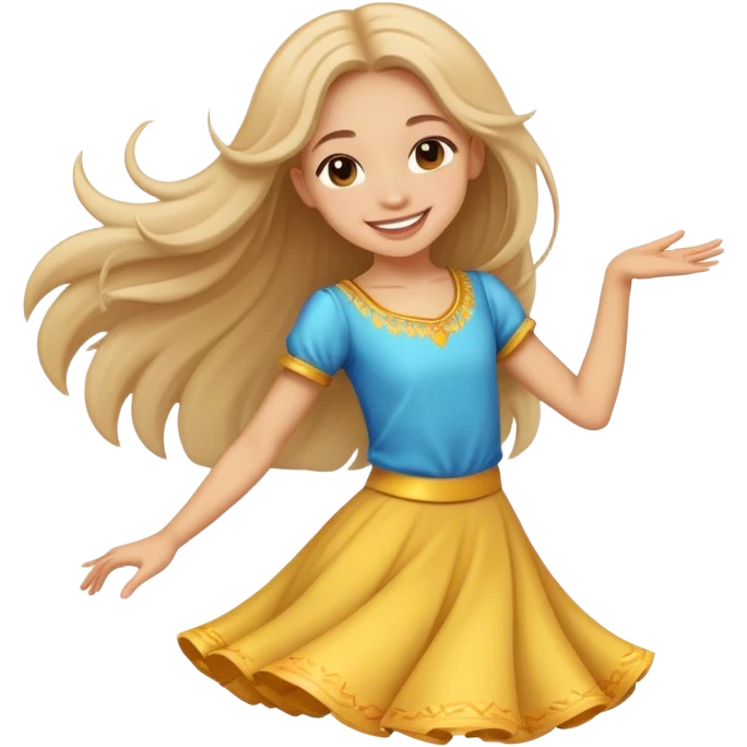 Smiling girl with long hair dancing emoji