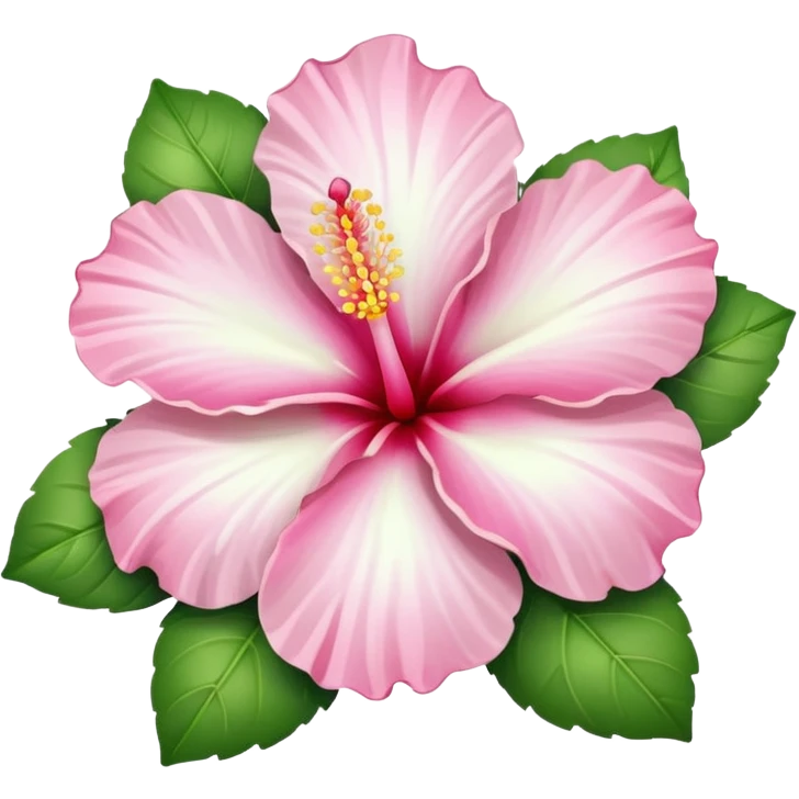 light white hibiscus flower with a pink centre in the style of apple emoji emoji