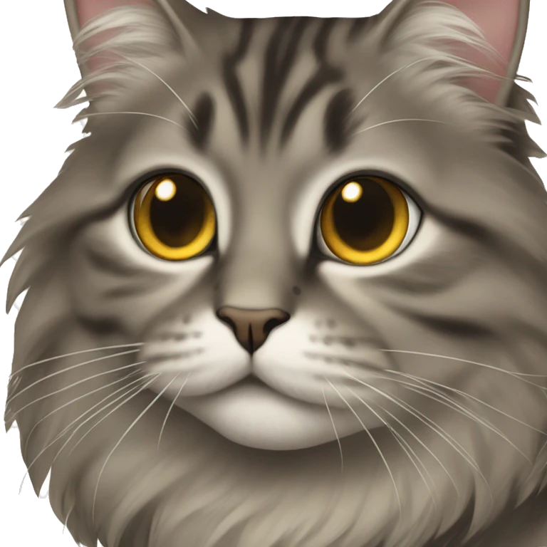 Long-haired dark tabby, cat with only one eye emoji