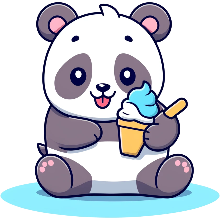Panda eating ice cream emoji