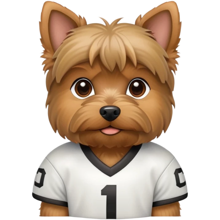 Yorkie wearing a football jersey emoji