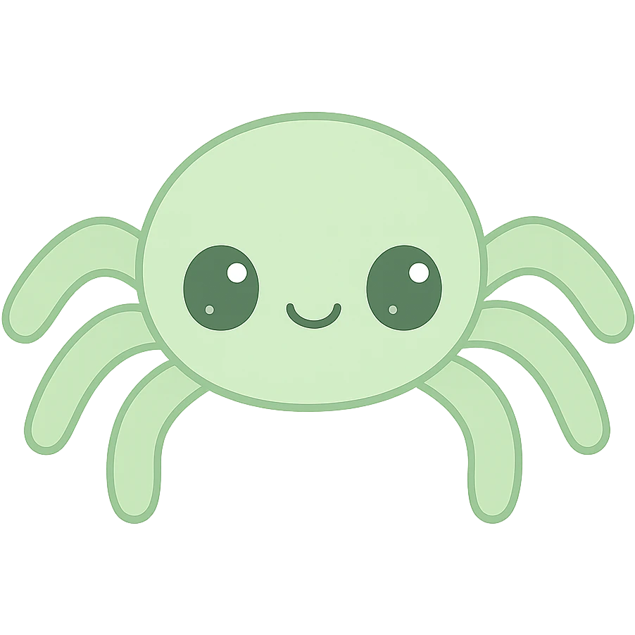 Make the spider green with no background in kawaii style. emoji