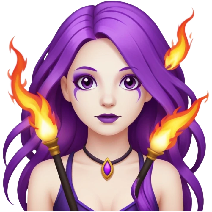 Poi fire performer pale skin with long purple hair emoji