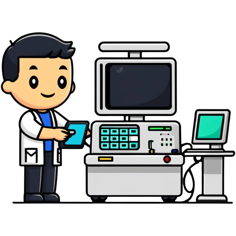IT technician replacing hospital terminal emoji
