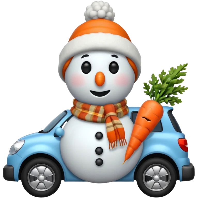 snowman driving a car emoji
