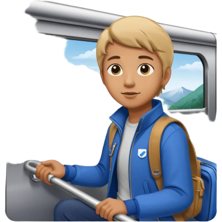 Rider holding grab bar,Metro Riders, inside metro train, no transparent. with background. emoji