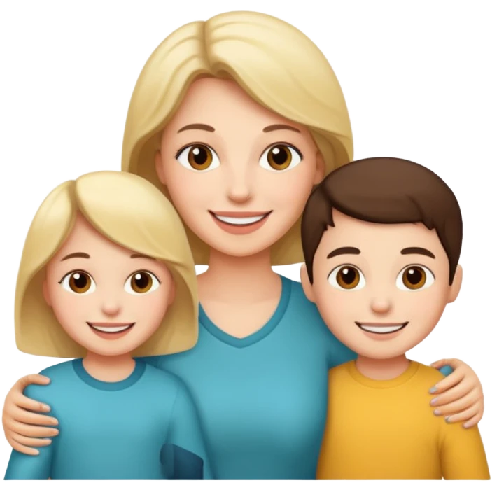 mom and kids white emoji