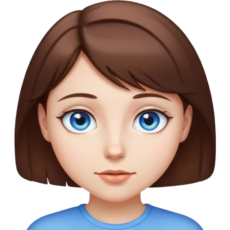 girl with short brown hair and blue eyes  emoji