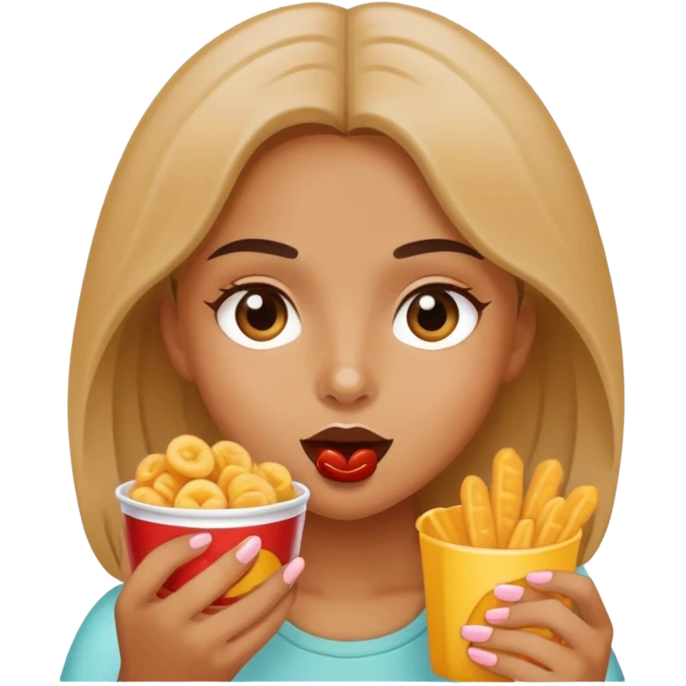 girl eating snacks emoji