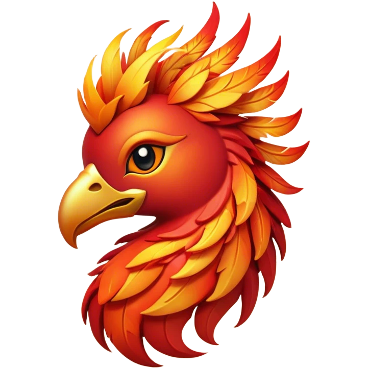 Cinematic Cute fierce & powerful Fire Phoenix Portrait Emoji, Head tilted playfully and inquisitively, showcasing a vibrant, flame-kissed form with intricately detailed feathers in warm shades of red, orange, and shimmering gold, accented by delicate sparks and a gentle, inviting glow; rendered with lifelike detail and soft, radiant light, high shine, enchanting and spirited, styled with a touch of mythic whimsy, soft glowing outline, capturing the essence of a mischievous yet endearing phoenix poised to flutter playfully into your heart! emoji