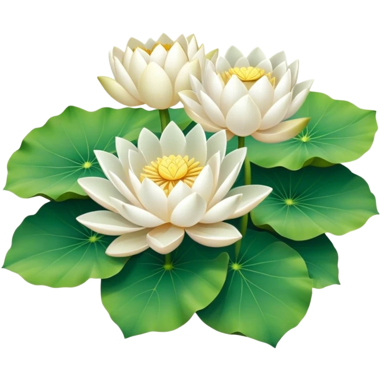bouquet white Nymphaea lotus,stem, lotus leaf emoji