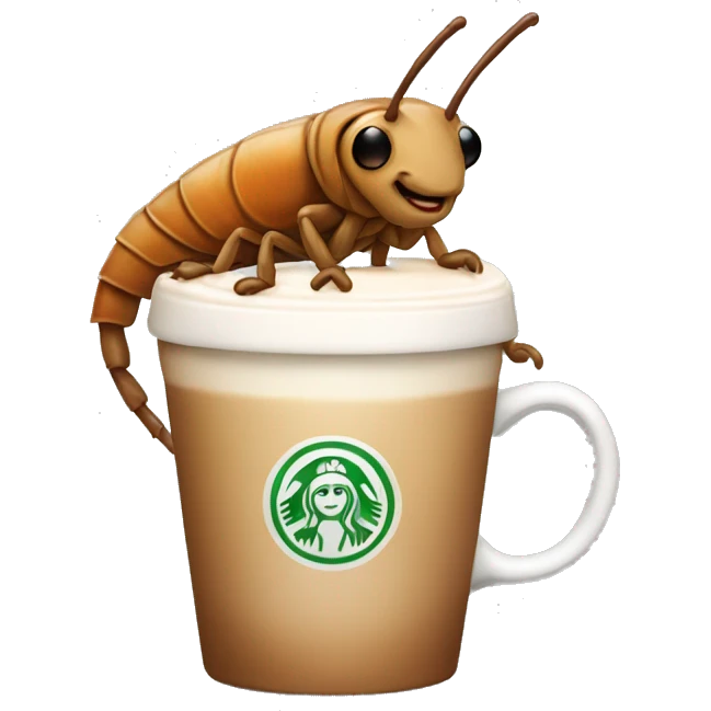 Roach holding a tiny Latte emoji