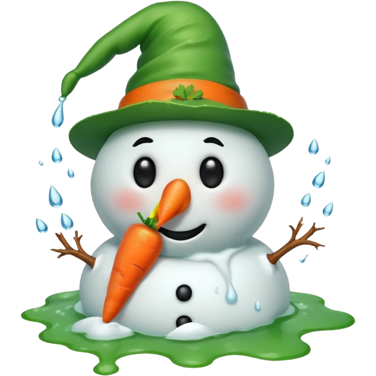 melting snowman with green hat emoji