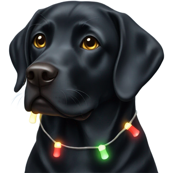 Black lab with Christmas lights emoji
