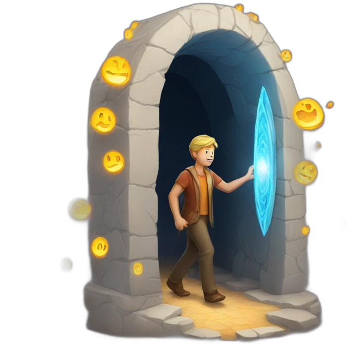 a man walking into a magical portal emoji