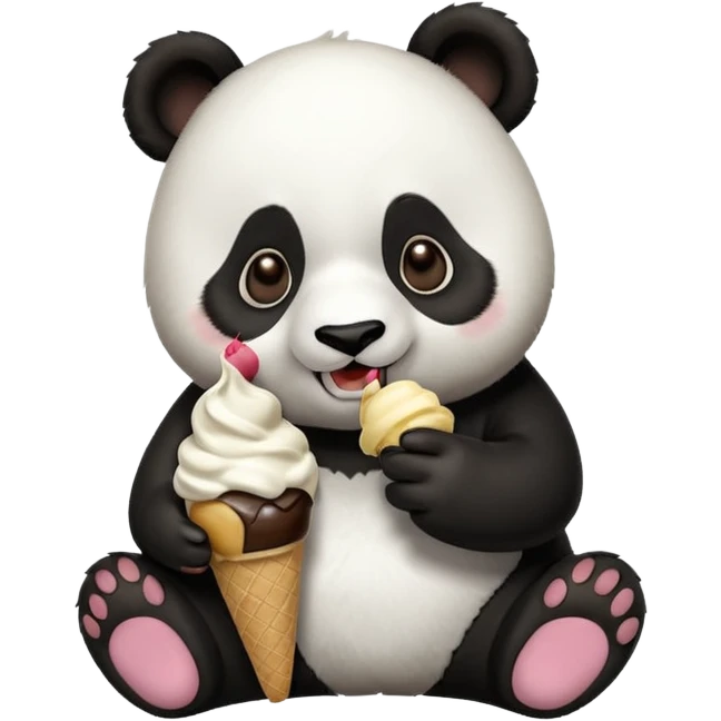 Panda eating ice cream emoji