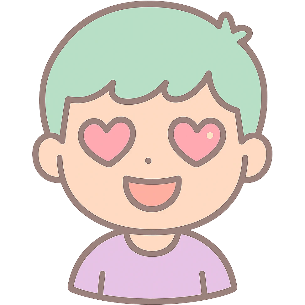 boy with heart eyes and a big smile, lover boy emoji