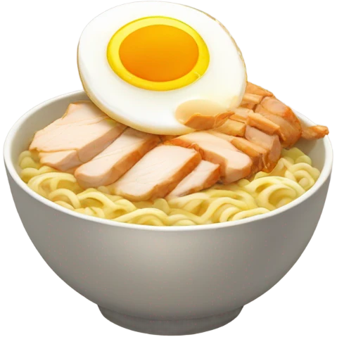 Ramen noodles with chicken and egg emoji