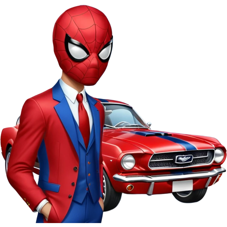 Spider-Man next to a 65 Mustang fastback emoji