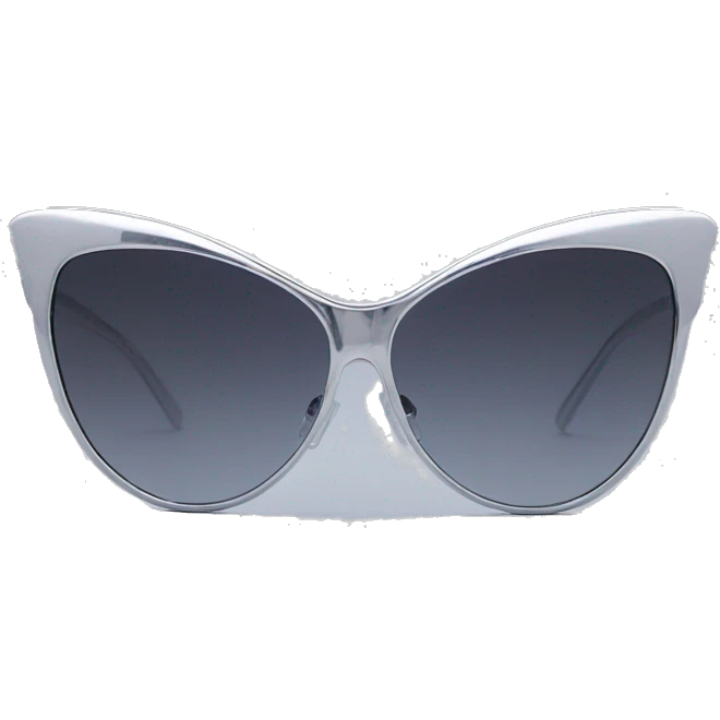 Y2K  Sports Sunglasses front view cat eye with silver frame emoji