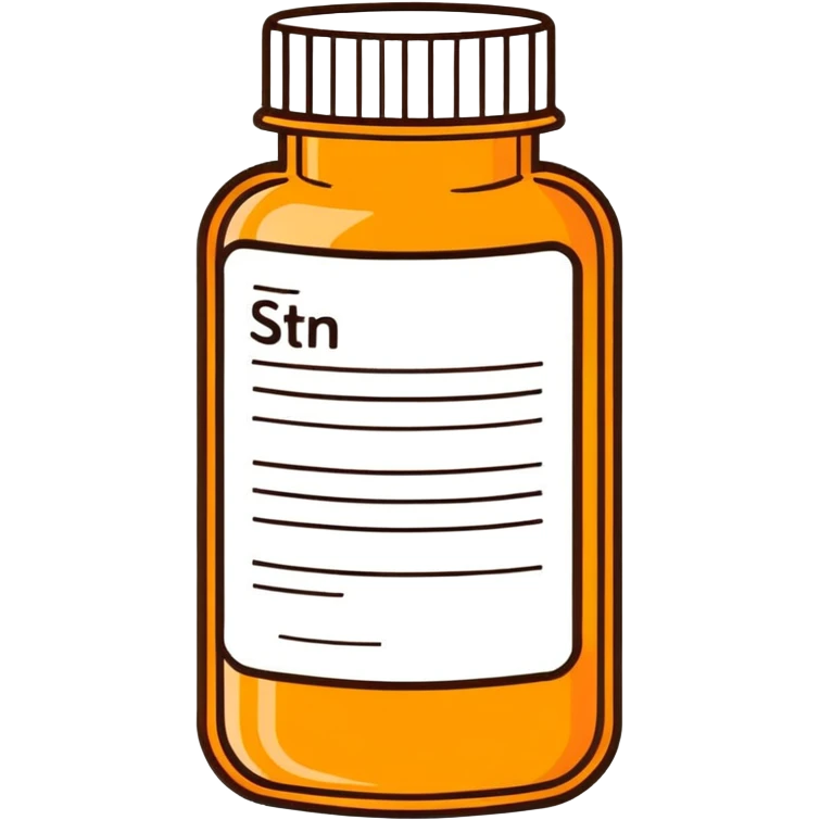 Amber pill bottle with a pharmacy label  emoji