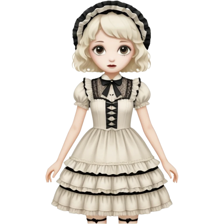 Lolita dress, white and creepy emoji