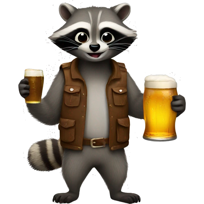 Raccoon holding a beer emoji