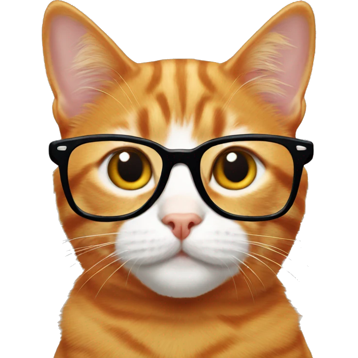 orange tabby cat with big glasses emoji