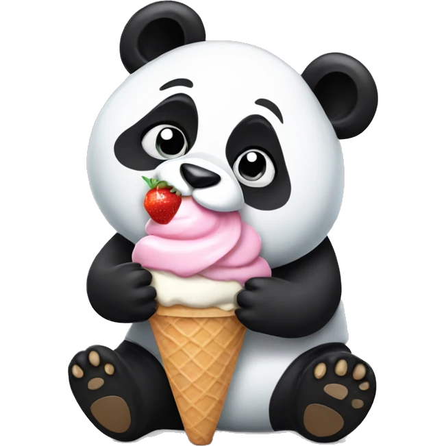 Panda eating ice cream emoji