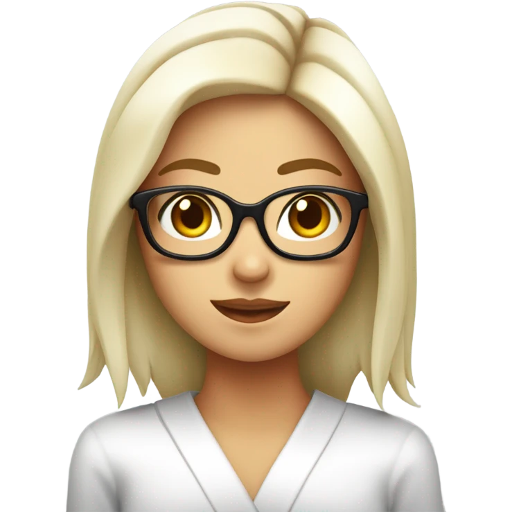 Chica blanca con pelo largo y lentes comiendo sushi emoji