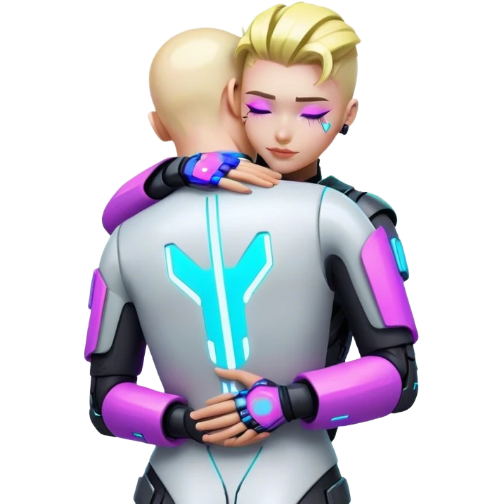 neon cyberpunk style hug emoji