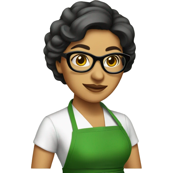 mexican lady green apron  with glasses cooking tacos emoji