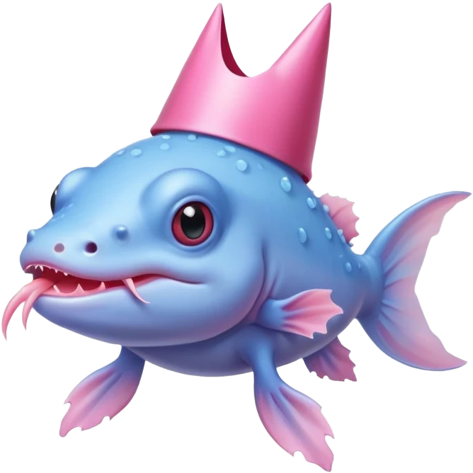A blue axolotl with a birthdayhat emoji